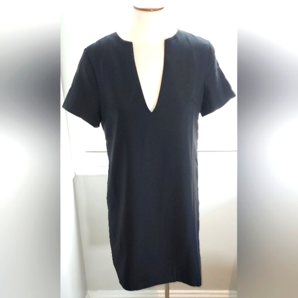 AEL Black Deep V Short Sleeve Fitted Mini Dress NWT
